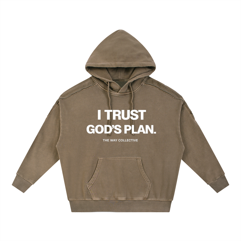 Snow Washed Tape Raw Edge Hoodie